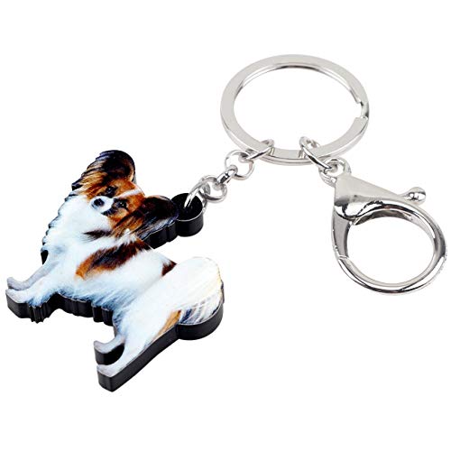 WEVENI Acrylic Papillon Dog Keychain Accessories For Women Girls Handbag Car Wallet Charms3