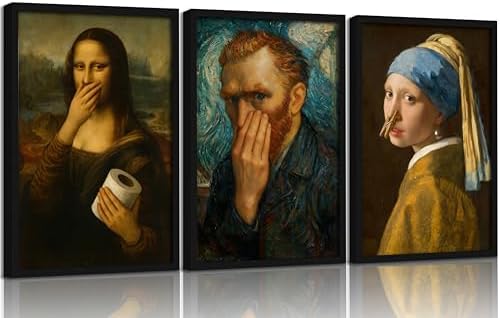 3PCS Black Framed Vintage Funny Bathroom Wall Art Humorous Bathro...