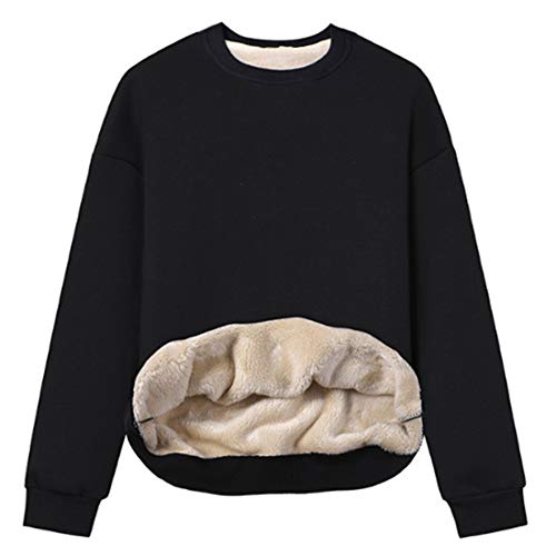 Image of Gihuo Women's Fleece Sherpa Lined Crewneck Pullover Sweatshirt