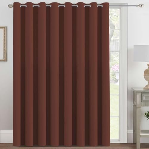 Image of H.VERSAILTEX Blackout Patio Curtains 100 x 108 Inches for Sliding Door Extral Wide Blackout Curtain Panels Thermal Insulated Room Divider - Grommet Top, 9' Tall by 8.5' Wide - Rust