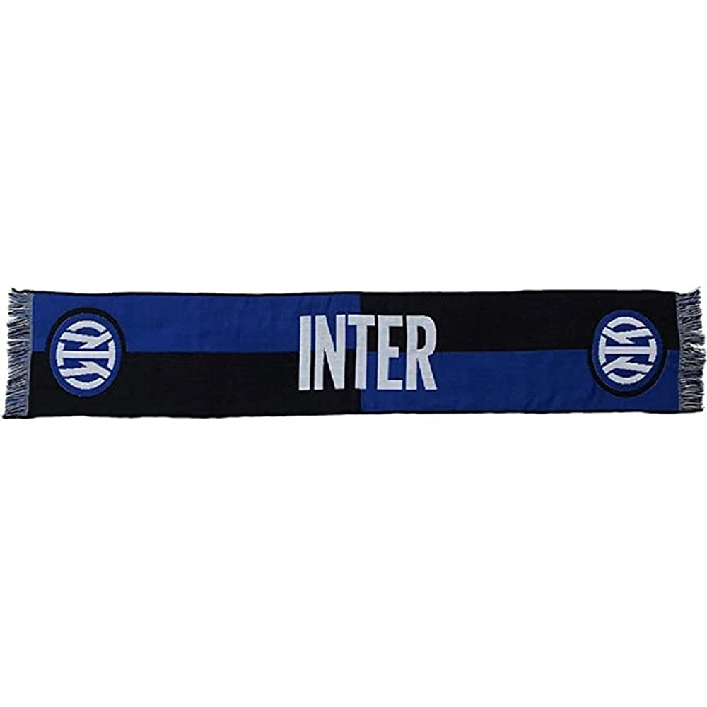 Sciarpa Ufficiale Inter Modello 2021 Nero Azzurro Acrilico Jacquarde Bicolore