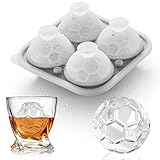 ACOOKEE Silicone Soccer Ball Ice Cube Mold Fun Shapes, Novelty Soccer Gifts, 2.2' Large Craft Round Sphere Ice Ball Molds For Game Day, Whiskey, Cocktails, Bourbon