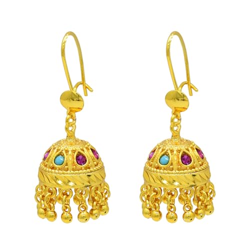 CQEAZ Elegant Trend - Pendientes de Jhumka indios chapados en oro, accesorio geométrico para mujeres modernas y elegantes