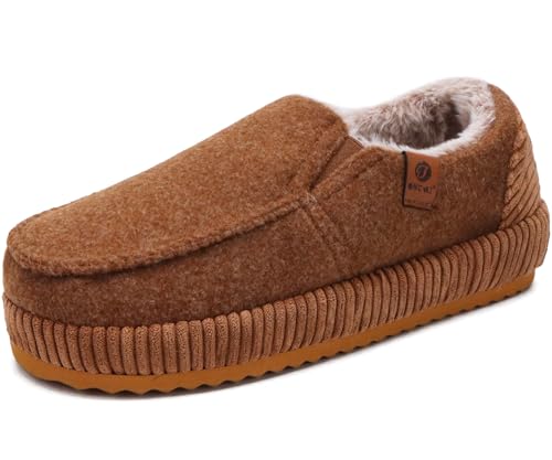 Image of ONCAI Mens Clog Slippers with Arch Support Stripe Faux Fur Cotton-Blend High-Density Memory Foam Warm House Slippers Slip-on Indoor Outdoor Rubber Sole Size 7-16
