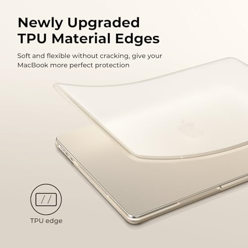 Image of BlueSwan Anti-Cracking Case for MacBook Air 13 inch, M5 2026 M4 M3 M2 2025-2022 A3449 A3240 A3113 A2681, Drop Protection Soft TPU Bumper PC Base for Air 13.6 inch, Frosted Starlight