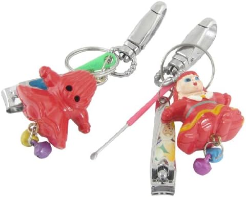 Ruilogod Lobster Clasp Plastic Doll Dangle Keyring w Earpick Nail Clipper image 2