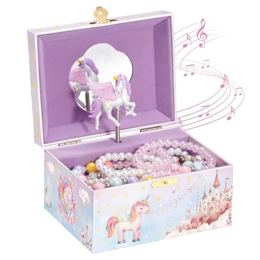 ProCase Kinder Musik Box Schmuckkästchen mit Spieluhr Einhorn, Schmuckschatulle mit Melodie für Mädchen