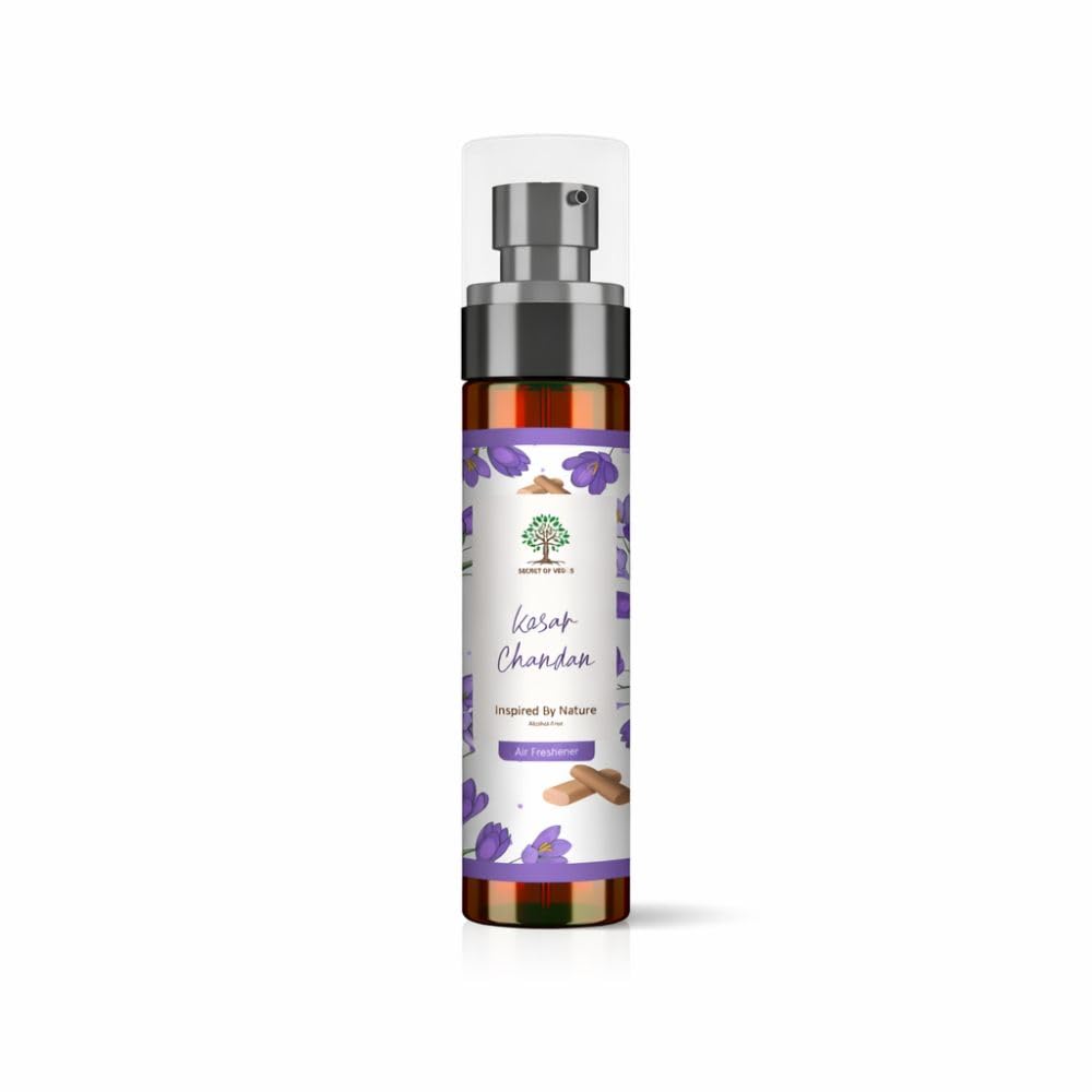Room & Linen Spray 100ml Alcohol Free Air Freshener โ Long Lasting Home Fragrance Mist for Bedroom, Bathroom, Car & Fabric Freshener โ 12 Scents Available (Kesar Chandan)