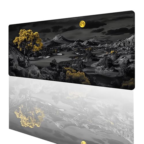 Tapis de souris gaming XXL 900x400mm motif lune pour grand bureau