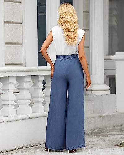 GRAPENT Wide Leg Pants for Women High Waisted Jeans Palazzo Pants Lightweight Summer Beach Flowy Trousers Y2K3