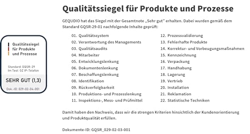 GEQUDIO GZ-2 IP Telefon mit Netzteil – VoIP SIP Tischtelefon kompatibel mit FritzBox, Telekom Speedport, Sipgate – Farbdisplay & Freisprechen (ohne WLAN) Schwarz