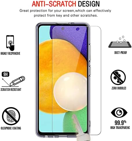 ivoler Case for Samsung Galaxy A52 4G / 5G / A52S 5G, Shock Absorption Bumper Cover with 3 Pack Tempered Glass Screen Protector, Clear Slim Soft TPU Anti-Scratch Shockproof Phone Case Cover