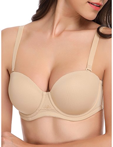 Image of Wingslove Women's Strapless Full Figure Bra Underwire Multiway Contour Plus Size Bra Red Carpet