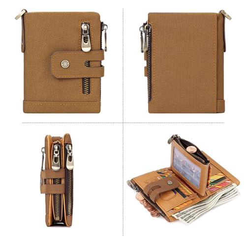 Oxford Fabric Men's Coin Purse Wallet with Metal Chain Card Slots Waterproof Zippered Pouches for Daily Use Metal Anti-Theft Chain Men's Zipper Coin Purse Waterproof Oxford Cloth Metal Anti3