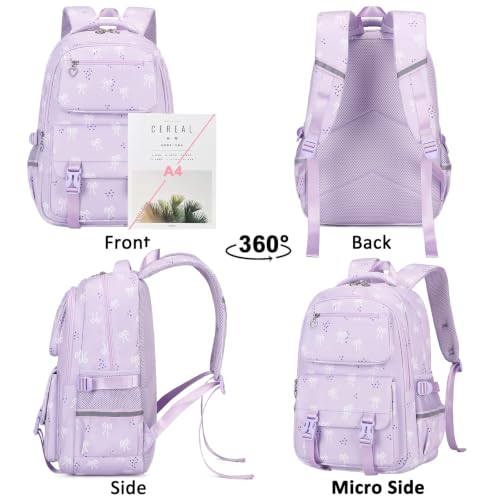 Joyfulife 3Pcs Bow Backpack for Girls Backpack with Lunch Box Cute Teen Kids Bookbags Set Elementary Kindergarten Preschool middle School Bags for girls - image 5