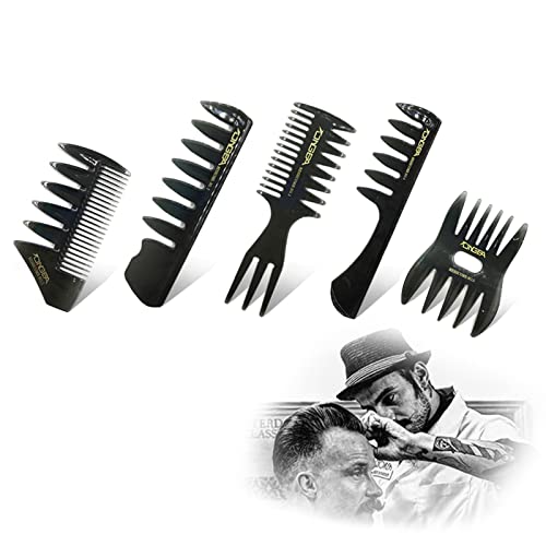 Peigne Cheveux Homme 5 Pièces Styling Peigne Pour Hommes Peignes Multifonctionnels Set Peigne Démêlant à Dents Larges Pour Coiffure Style Rétro Brosse à Cheveux Pour Barbier Cover