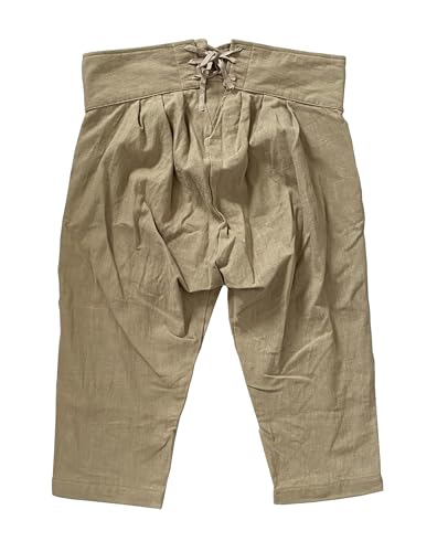 Mens Colonial Knee Linen Breeches 18th Century Pants Fall Front Style2