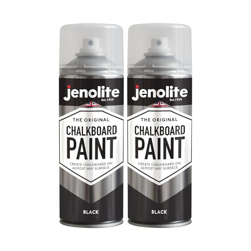 JENOLITE Chalkboard Spray Paint | BLACK | 2x400ml | Black Chalkboard Paint | Ideal for Creating Writing Surfaces, Easy Application for Home or Office Blackboard Projects