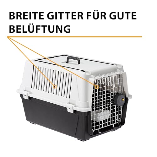 Ferplast Hundetransportbox Transportbox für mittelgroße Hunde Atlas 40, Reisebox für Hunde, Sicherheitsverriegelung, Lüftungsgitter, 49 x 68 x h 45,5 cm Grau