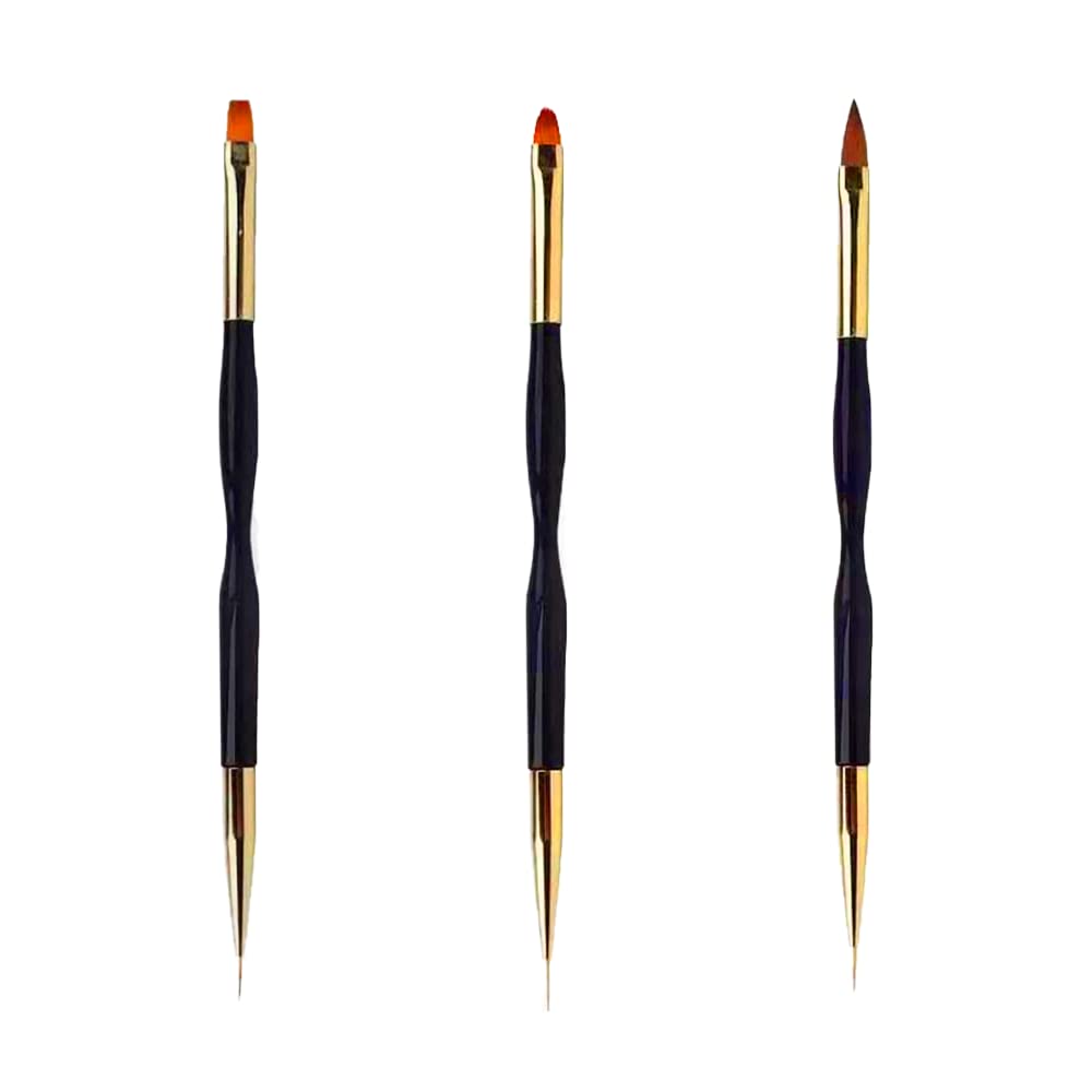 Pennelli per Unghie, 3 Pezzi di Pennelli per Unghie in Gel, Pennelli Nail Art, 2 in 1 Dual-ended Nail Art Pennelli, per Manicure