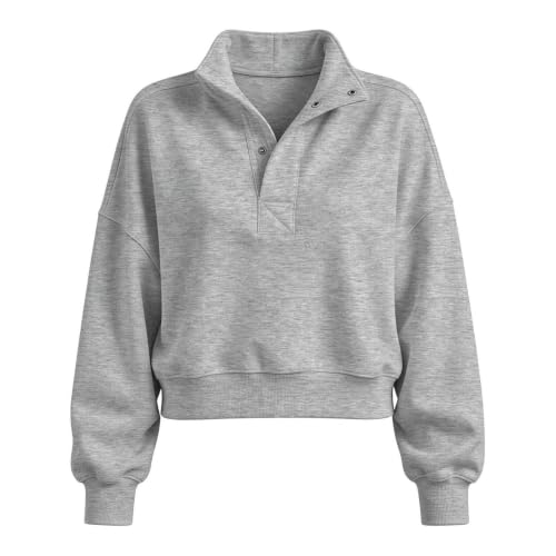 Womens Oversized Sweatshirts With Snap Button Henley Collar Fall Outfits - image 4