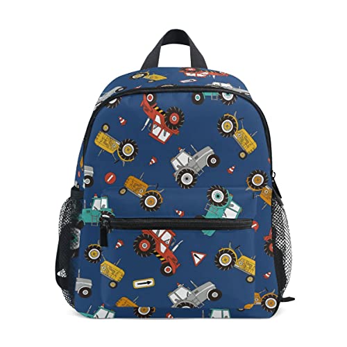 Fisyme Toddler Backpack Farm Tractors School Bag Kids Backpacks for Kindergarten Preschool Nursery Girls Boys S