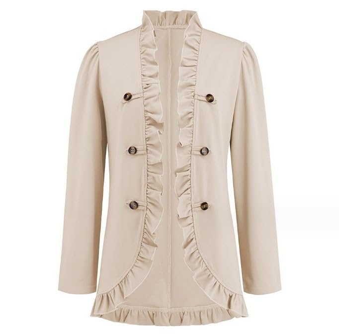 Womens Fall Fashion 2023 Casual Blazers Long Sleeve Open Front Ruffled Button Blazer Jackets3