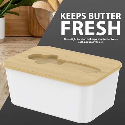 ZENO Butter Dish with Lid | Ceramic Butter Dish with Knife | Large 600ml Capacity | Double Silicone Seal & Airtight Lid | Keeps Butter Fresher for Longer | Fits All Types of Butter - Image 6