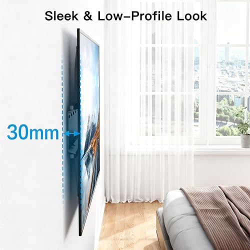 PERLESMITH TV Wandhalterung, TV Halterung Ultraslim Universal für 26-75 Zoll Flach & Curved Fernseher, Max. VESA 400x400, bis zu 52kg – Bild 6