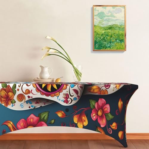 Nappe de table rectangulaire élasthanne extensible infroissable résistante fête 1.8m