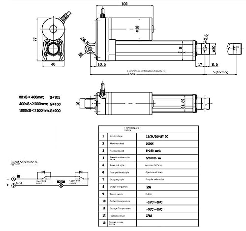 Tige de poussée électrique 700N avec levage automatique fluide - 4