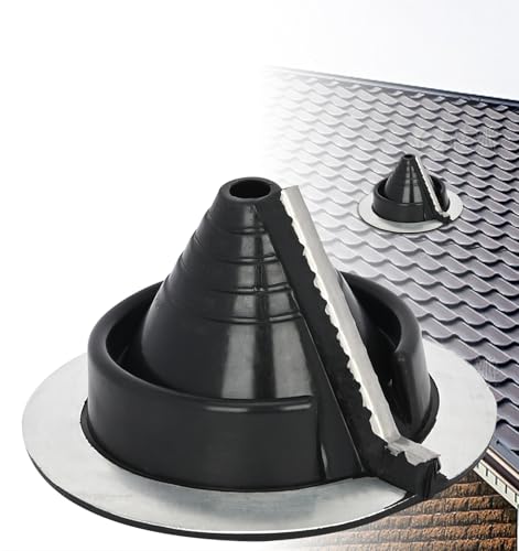 WYJREES 2PCS Pipe Flashing Boot, Round Base Flexible Roof Pipe Flashing, Easy Install EPDM Roof Vent Boot Roof Flashing Roof Jack Suitable for OD Pipe Size 3/4