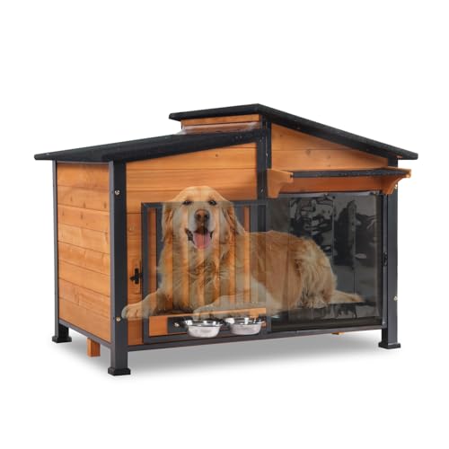 GUTINNEEN Heated Dog House Outdoor Dog House Insulated Large Weatherproof Dog Shelter with Heated Pad, Insulated All-Round Thermal Liner, Chew-Proof Design for Dogs (Winter-Ready)