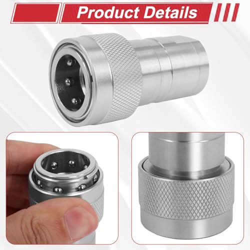Image of 2Sets 1 /2'' Ag Hydraulic Quick Connect Couplers with Dust Caps, ISO 5675 Pioneer Poppet Style, 1 /2 inch NPT Thread + ISO 5675 Body