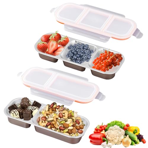 KEORHEZ 2 contenitori per snack con scomparti per snack e caramelle, noci, adatti per lavoro, picnic e feste di famiglia, 600 ml e 700 ml