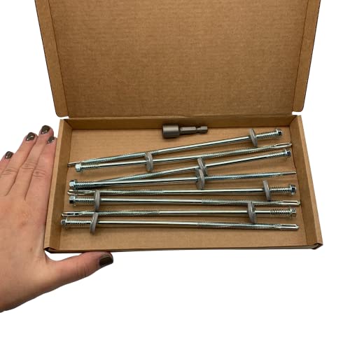 Marcopol (8 Stück) Verzinkter Stahl, Sechskantkopf selbstbohrende 5,5 x 200 mm Schrauben mit EPDM Unterlegscheiben zur Befestigung von Sandwichplatten (8, 5,5 x 200 mm)