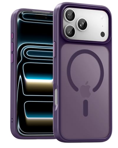 UNBREAKcable For iPhone 17 Pro Max Case for MagSafe, Full Camera Protection, Built-in Magnetic Ring, Shockproof, Scratch-Resistant, Translucent Matte Mobile Phone Case for iPhone 17 Pro Max 6.9 Inches, Dark Purple