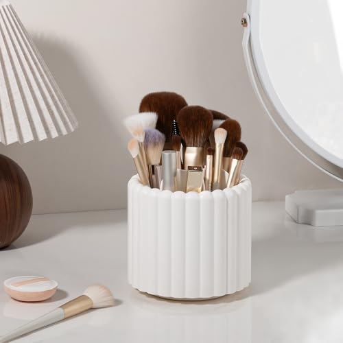Image of Anyoifax 360 Rotating Pen Holder 7 Slots Desk Organizer Removable Pencil Cup Plastic Art Supplies and Accessories Desktop Storage Box Caddy for Office, School, Home (White)