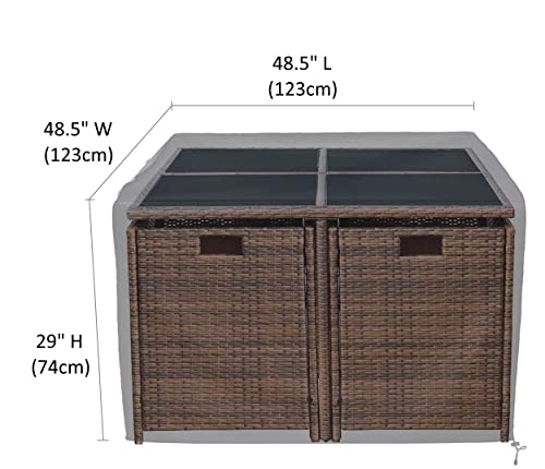 مجموعة اغطية اثاث الحديقة والفناء مقاومة للماء من توبيفي، (123 × 123 × 74) مصنوعة من قماش اوكسفورد 210D شديد التحمل للحماية من الاشعة فوق البنفسجية للاريكة المربعة في الهواء الطلق