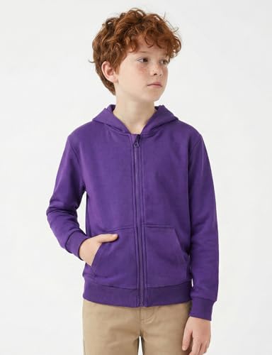 Image of Spring&Gege Boys Zip up Hoodie Soft Solid Classic Full Zip Hooded Sweatshirts for Kids (3-14 Years)