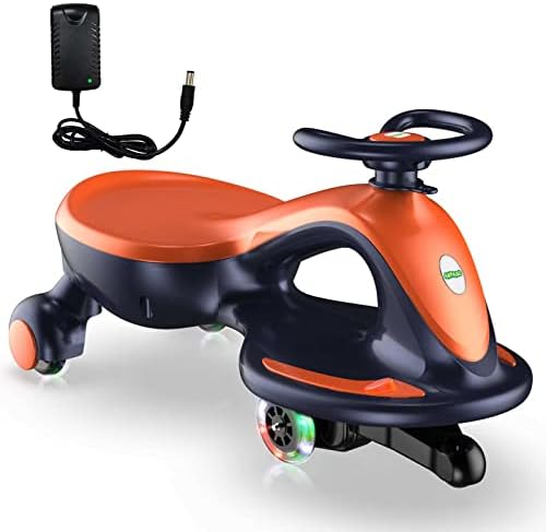 Electric Wiggle Car Ride On Toy, ANPABO 2 in 1 Wiggle Car with Rechargeable Battery and Pedal, Anti-Rollover Wheels with Colorful Lights, Swing Car for Toddlers and Kids Age 3 Years up