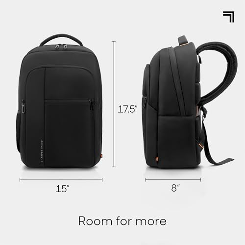Sharper Image Laptop Backpack for Men,Women, 35L Water Resistant Computer Bag for Work Business Travel, Heavy Duty College School Backpacks, Fits 16” Laptops/Notebook, Black (Signature Collection) - Image 4