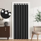 HMYI 100% Blackout Accordion Style Door Curtain for Doorways Privacy Magnetic Door Curtain, Temporary Doors for A Room Privacy, 1 Panel, W45 x L80, Black