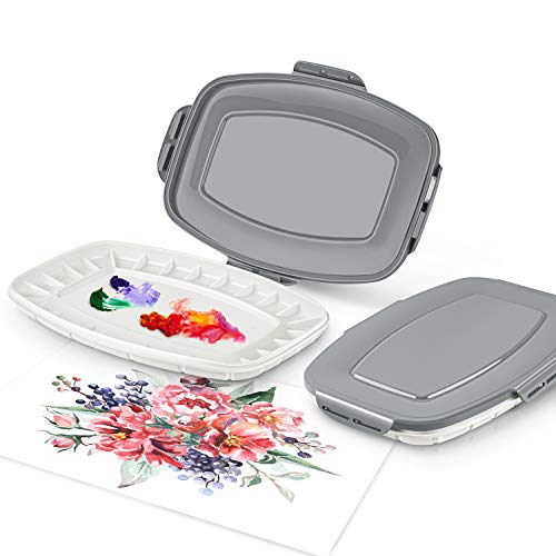 HETHRONE 23 Wells Paint Pallet Tray with a Sponge for Adults & Kids, Easily Washable Paint Palette for Watercolor, Gouache, Acrylic Paint