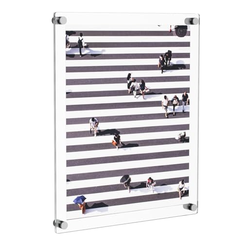 NIUBEE Clear Acrylic Wall Mount Floating Frameless Picture Frame Up