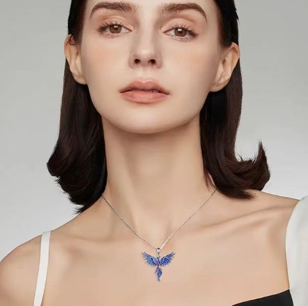 Phoenix Pendant Eco-friendly Alloy Phoenix Pendant Vintage Ice Blue Phoenix Necklace3