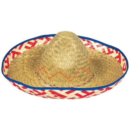 Amscan Party Costume Cinco De Mayo Fiesta Straw Sombrero, 1 Ct. | 7 1/2 x 20, Multicolor