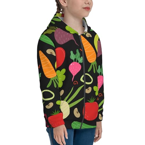 Cartoon Vegetables Kids Pullover Hoodies Boys Zip Up Sweatshirts Girls Athletic Clothes with Pocket4