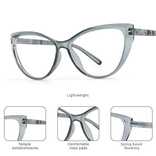 Image of Blue Light Blocking Cat Eye Glasses for Women Transparent Frame Anti UV Protection Zero Power Computer Glasses Lightweight Optical Frame