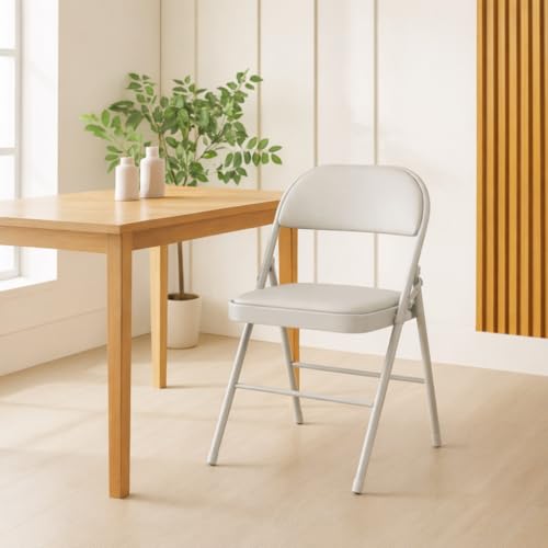 Image of OAK & AURA | Velora | Premium Foldable Metal Chair with Padded Seat & Back | Heavy-Duty Metal Frame | Compact, Durable & Comfortable Folding Chair for Home, Office, Study, or Events (1, White)